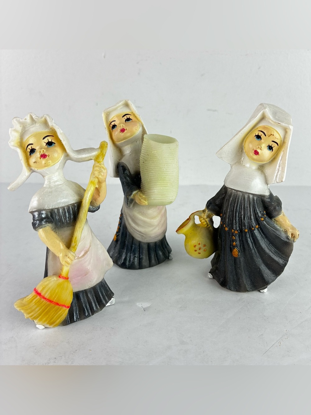 Napco Made in Japan MCM Ceramic Nuns Figurines Trio